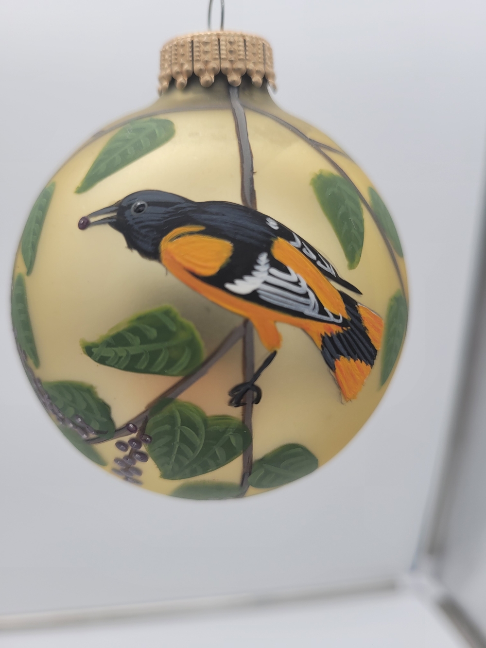 Hand-Painted Baltimore Oriole By Marcia Poling Ornament for Bird Lovers